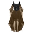 thumbnail image 1 of Robes Style Gothique pour Femmes Grande Taille Robe Midi Élégante avec Manches Évasées Ourlet Irrégulier, 1 of 5