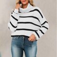 thumbnail image 2 of Daznico Sweaters for Women Casual Long Sleeve Turtleneck Knit Striped Color Block Loose Pullover Tops,Size 3XL, 2 of 4