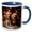 Blue/White, variant on 3drose, Photo of Two Basset Hound Pups Wearing Santa Hats in Front of Lights., 15oz Mug