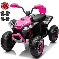 Joyracer 24V 2-Seater Kids Ride on Toy, 4*200W Motors, 9AH Battery Powered Electric 4-Wheeler ATV w/ Kneepads, Music, Pink