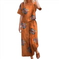 thumbnail image 1 of Conjunto de 2 Piezas de de Corta para Mujer, Cuello Redondo, Pantalones de Pierna , Talla Grande, para Verano Flores Amarillas S, 1 of 4
