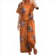 thumbnail image 1 of Conjunto de 2 Piezas de de Corta para Mujer, Cuello Redondo, Pantalones de Pierna , Talla Grande, para Verano Flores Amarillas S, 1 of 4