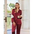 thumbnail image 4 of Ekouaer Satin Pajamas Set Women's Long Sleeve Sleepwear Classic Button Down Loungewear V-Neck Silk Pjs with Pockets, 4 of 7