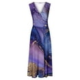 thumbnail image 5 of MIUOWANP Plus Size Sleeveless V-neck Dress for Women Marble PrintA-line Midi Long Skirt Size XL(10)Blue, 5 of 5