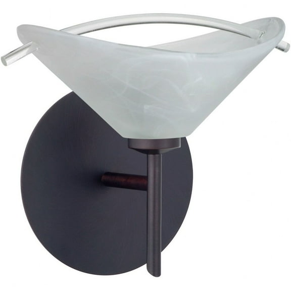 1SW-181304-LED-BR Besa Lighting Hoppi-One Light Mini Wall Sconce-7.5 Inches Wide by 6 Inches High-Bronze Finish-Marble/Clear Glass Color-LED Lamping