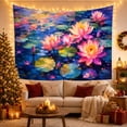 thumbnail image 3 of Vibrant Water Lilies on a Pond, Serene Impressionist Style for Art Lovers, Nature Inspired Decor, Birthday Gift Tapestry Wall Hanging for Bedroom and Living Room, 3 of 7