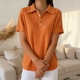 thumbnail image 4 of cocolona Summer Collar Shirts for Women Lapel Short Sleeve Button Tops Dressy Casual Basic Loose Solid Color Blouses, 4 of 6