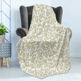 thumbnail image 4 of Vintage Soft Flannel Fleece Throw Blanket, Monochrome Style Classic Victorian Inspired Rococo Motif Repetition, Cozy Plush for Indoor and Outdoor Use, 50" x 70", Pale Camel White, by Ambesonne, 4 of 5