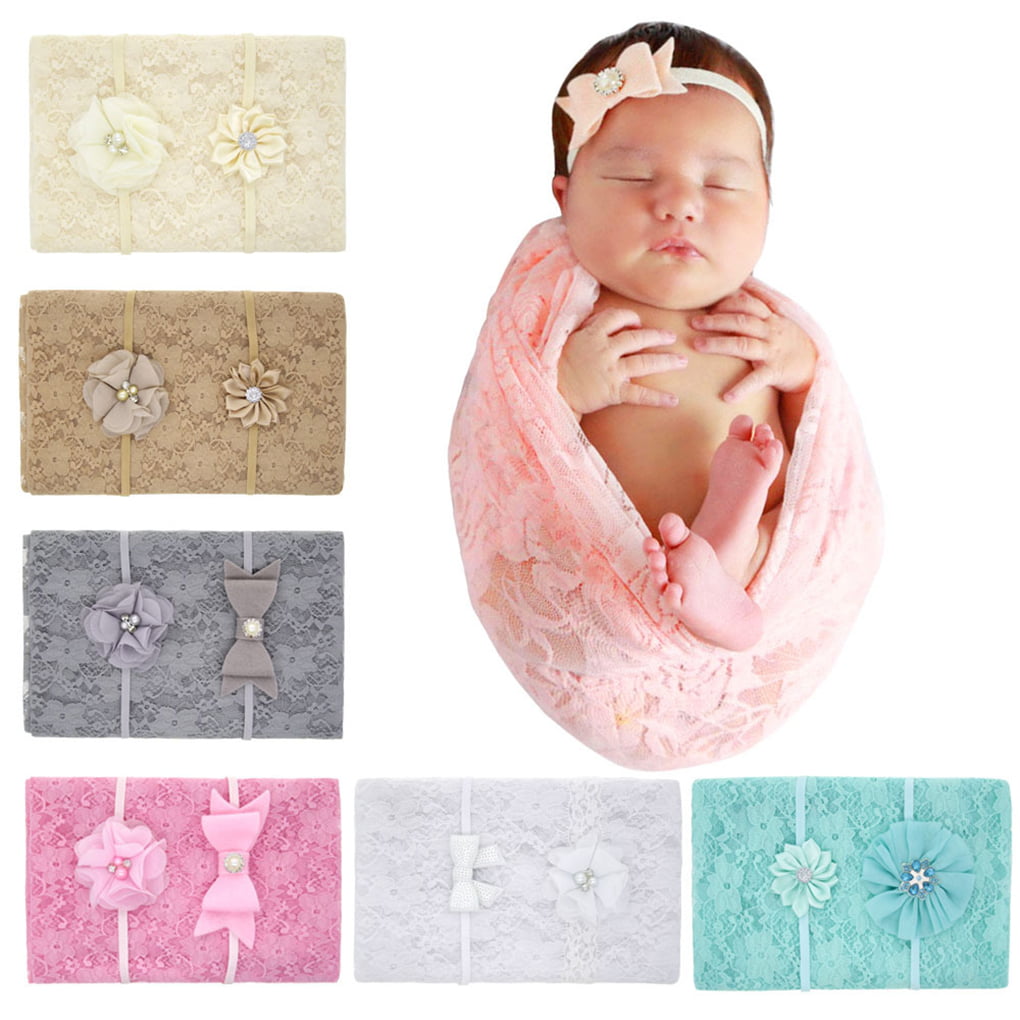 Newborn Infant Baby Stretch Lace Wrap Cover Swaddle Photography Photo Props 