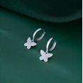 thumbnail image 4 of 925 Sterling Silver CZ Buffterfly Hoop Earrings for Women Teens Sparkling Butterfly Hoop Earrings Huggie Drop, 4 of 12