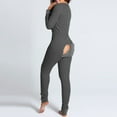 thumbnail image 4 of Women Christmas One Piece Butt Flap Jumpsuits Pajamas V-Neck Onesie Romper Front Functional Buttoned Flap Overalls, 4 of 5