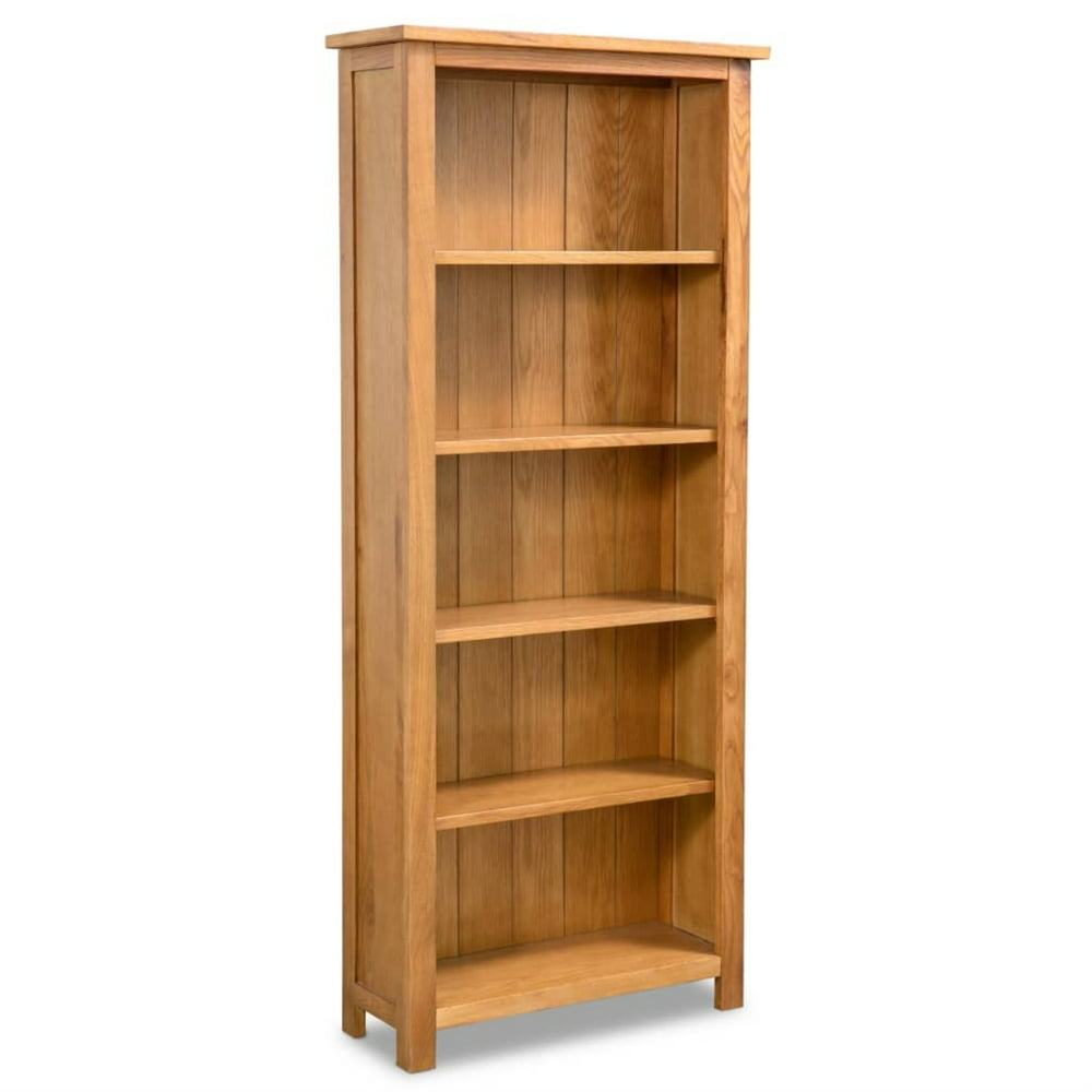 vidaXL 5Tier Bookcase 23.6"x8.9"x55.1" Solid Oak Wood