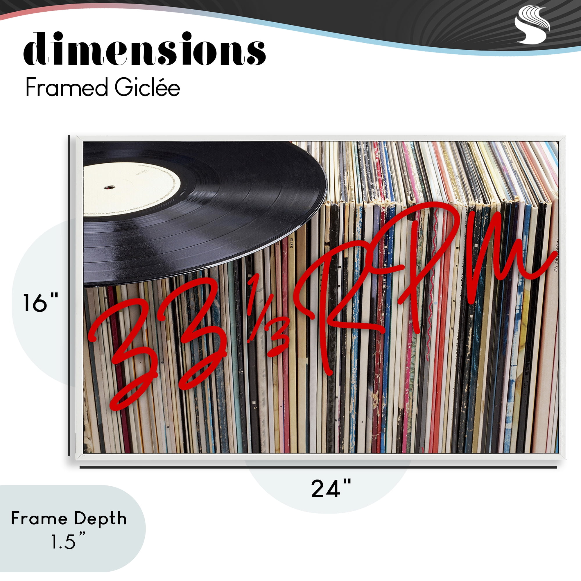 Stupell Industries Vinyl Record Stack Collection White Framed Giclee Art, design by Lil' Rue