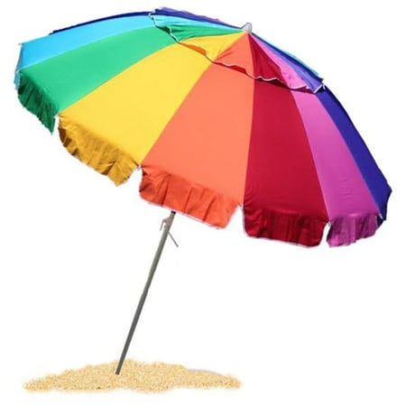 EasyGo Rainbow Beach Umbrella Kids - Portable Wind Beach Umbrella Large – Folding Beach Umbrella Set with Screw Anchor