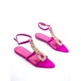 thumbnail image 2 of Women's Chic Rhinestone Chain Buckle Decoration Lycra Pointed Toe Slingback Party Flat Sandals, 2 of 4