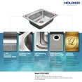thumbnail image 5 of Houzer Glowtone 25 in Stainless Steel Topmount 3-hole Single Bowl 8 in Deep Kitchen Sink - 2522-8BS3-1, 5 of 8