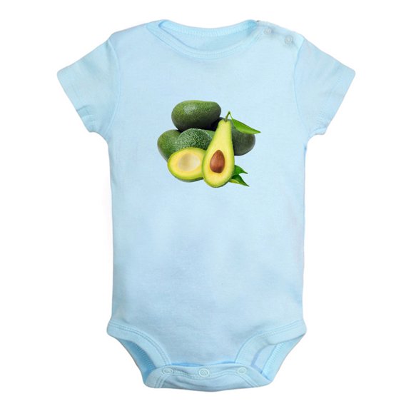 Fruit Avocado Image Print Rompers For Babies, Newborn Baby Unisex Bodysuits, Infant Jumpsuits, Toddler 0-24 Months Kids One-Piece Oufits (Blue, 12-18 Months)