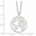 thumbnail image 2 of Sterling Silver Polished/Satin World With .75 In Ext Necklace Made Italy -Jewelry By Sweet Pea, 2 of 6