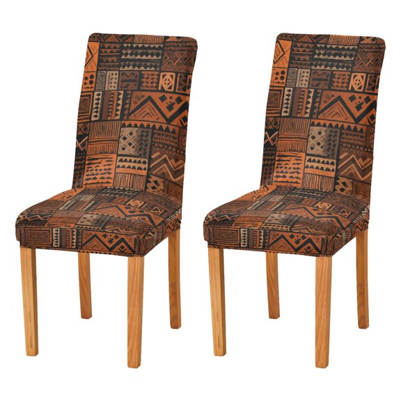 Yayeee 2 Pack Dining Chair Covers Stretch Parson Chairs Slipcovers Seat Protector, Abstract Tribal Pattern