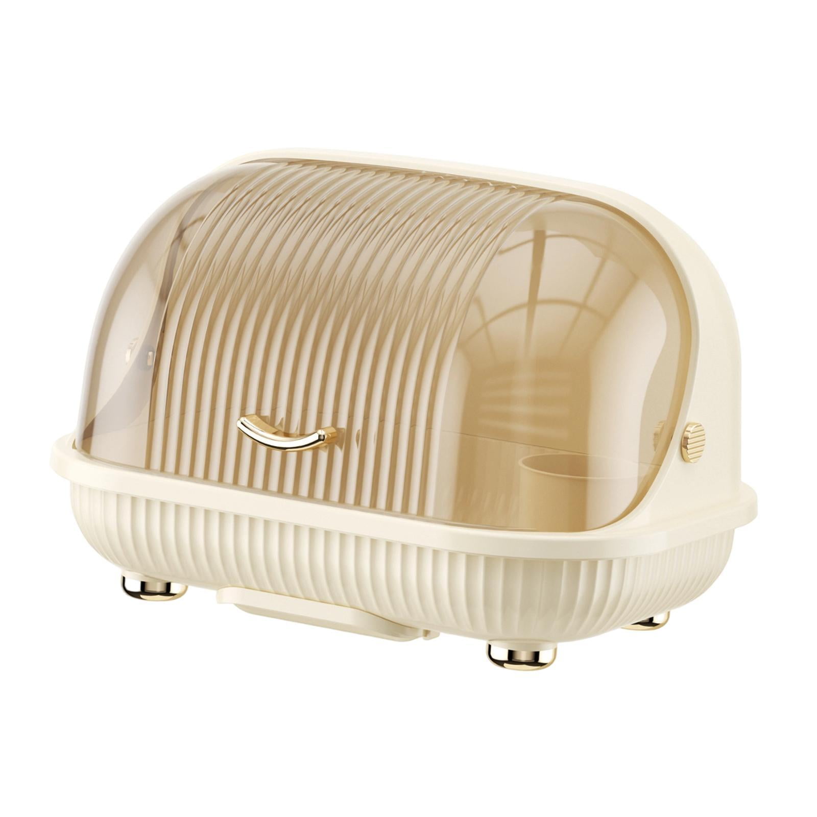 Fiocias Baby Bottle Drying Rack, Desktop Cup Holder, Cup Rack with Flip-top Lid, Cutlery L Cream