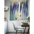 thumbnail image 4 of Butterfly Flower Sheer Curtains 63 Inch Length 2 Panels Set, Purple Floral Spring Vine Oil Painting Voile Window Treatment Rod Pocket Curtains Sheers Drapes for Bedroom/Living Room/Kitchen 52x"63"x2, 4 of 7