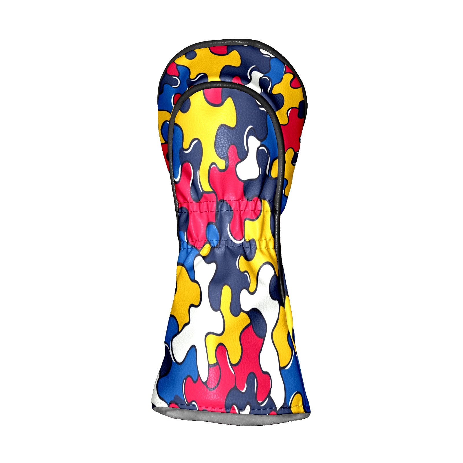 Golf Club Covers PU Leather Waterproof Head Covers for Fairway Woods Hybrids Puzzle Pieces