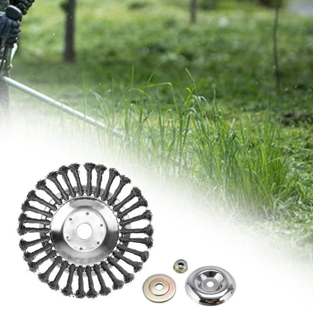 Cepillo giratorio de alambre de acero Cepillo para malezas de hierba Cabezal de corte Recubrimiento Limpieza de malezas Piezas de cortacésped 10 pulgadas 3 equipos DYNWAVEMX Cabezal de corte