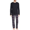 thumbnail image 4 of Hanes Men's and Big Men's ComfortSoft Long Sleeve Crew & Cotton Flannel Pant Pajama Set, 4 of 6