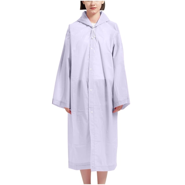 Imperméable pour Femmes, Veste d'Extérieur Imperméable à Manches Longues avec Capuchon, Fermeture à Boutons et Protection Solaire, Noir