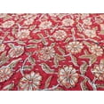 thumbnail image 3 of Red Floral Indian Kantha Quilt Handmade, Orange Flower Block Print Pure Cotton Bedspread, Indian Boho Bedding Throw, 3 of 9