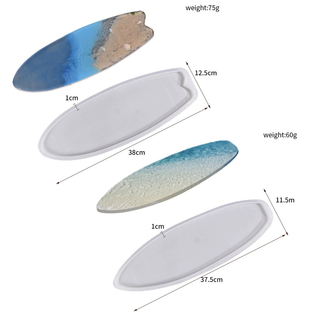 Surfboard Mold DIY Epoxy Silicone Casting for Silica Gel Wall Decor Shape Resin 2 Pcs