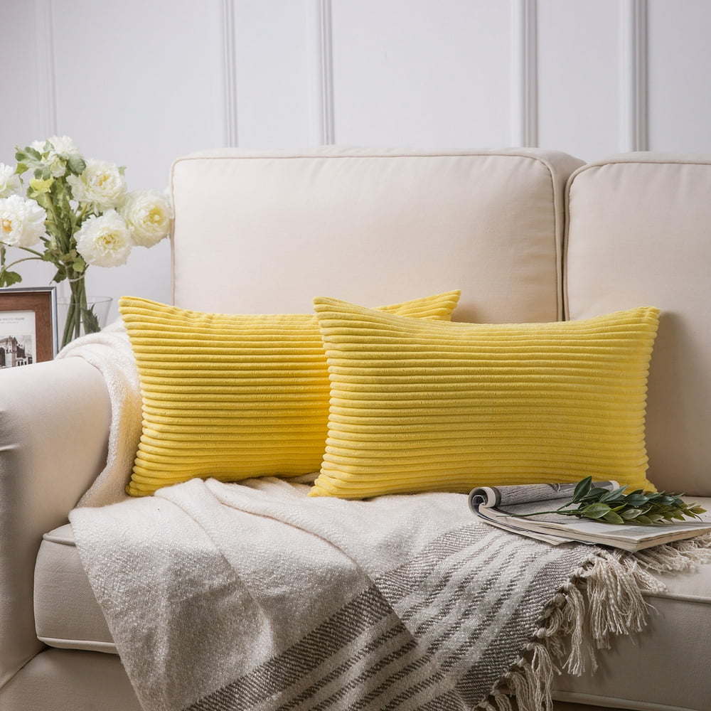 Soft Corduroy Striped Velvet Rectangle Decorative Throw Pillow Cusion