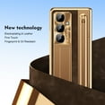 thumbnail image 5 of for Samsung Galaxy Z Fold 7 Case, with Stylus + Stylus Holder + Tempered Glass Screen Protector, All-Inclusive PU Leather Plating PC Hinge Protection Case for Samsung Galaxy Z Fold 7, Dark Gold+Brown, 5 of 8