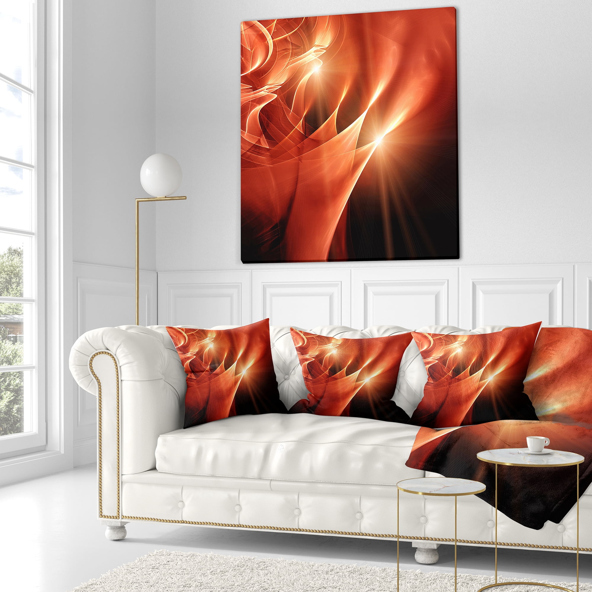 Designart Abstract Warm Brown Fractal Design - Contemporary Abstract Throw Pillow - 16x16