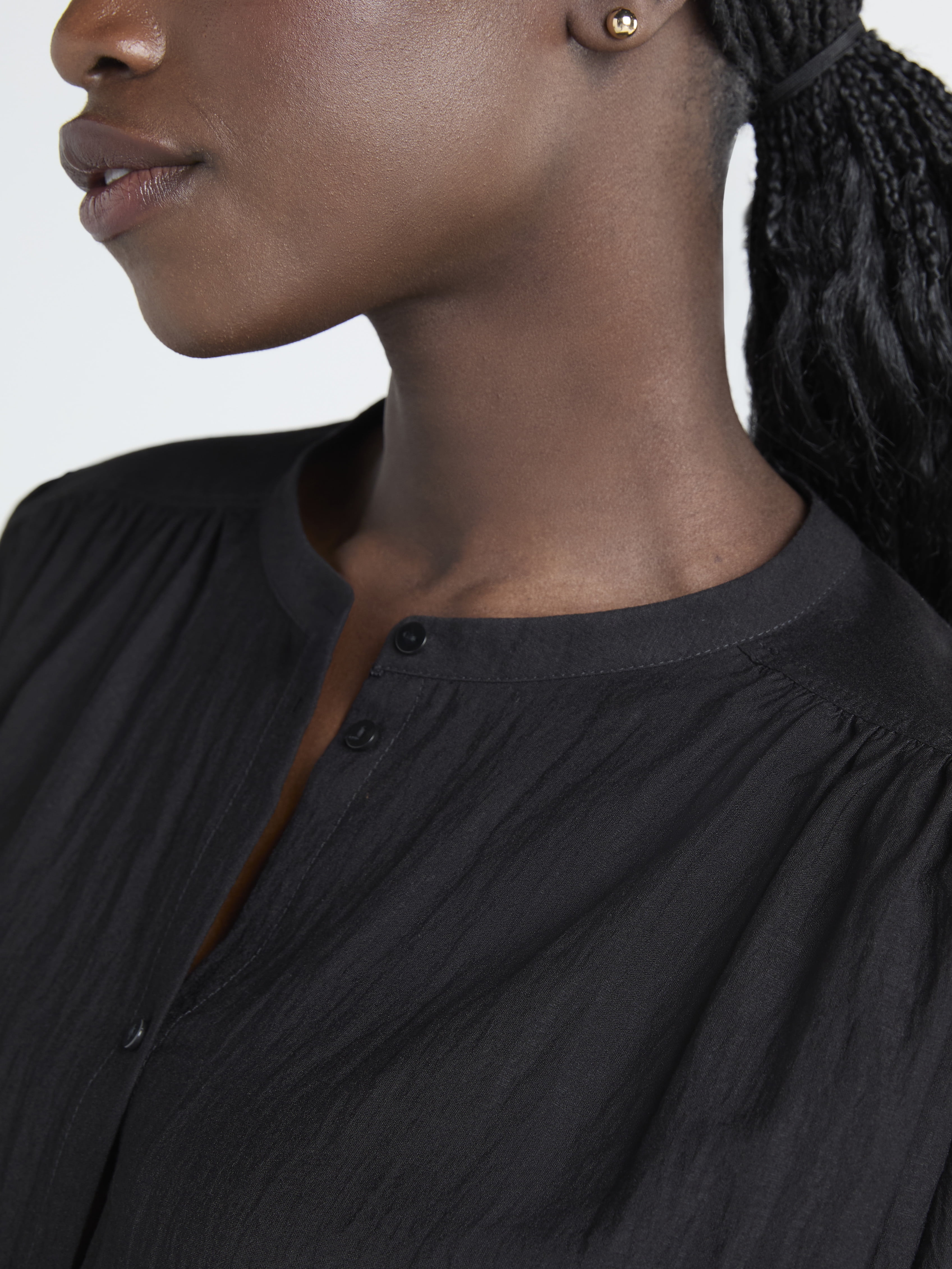 Scoop Women’s Crinkle Gauze Shirt with Blouson Sleeves, Sizes XS-XXL