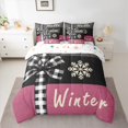 thumbnail image 2 of Manfei Buffalo Bowknot Twin Bedding Sets 7-Piece for Girls, Winter Snowflake Print Bedding Comforter Set, Merry Christmas Reversible Sheet Sets, Ultra Soft Home Decor, 2 of 7