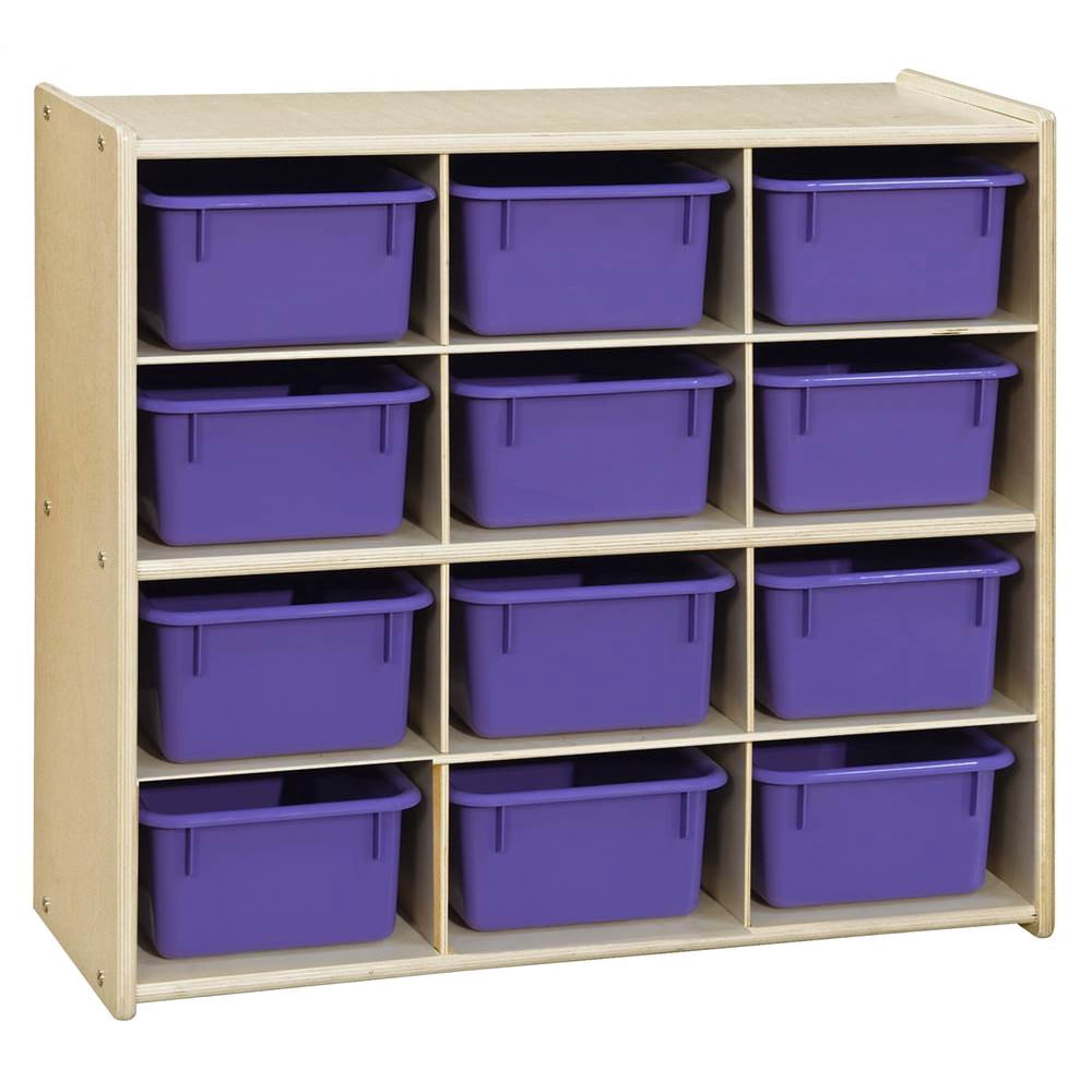 12Cubby Storage Unit with Purple Tubs (Ready to Assemble) Walmart