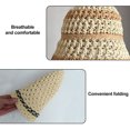 thumbnail image 3 of Sombrero de pescador de paja de verano con circunferencia de la cabeza de 56-58cm, sombrero de lavabo para mujer, sombrero de protección solar transpirable hueco MFZFUKR BST3057371-2, 3 of 5