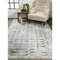thumbnail image 5 of 4' X 6' Gray Silver And Ivory Geometric Hand Woven Stain Resistant Area Rug With Fringe, 5 of 9