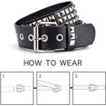 thumbnail image 6 of MGEZCOO Black Studded Belt Punk Rock Rivet Belt Grommet Threads Belt with Bright Metal Pyramid for Women Men, 6 of 6