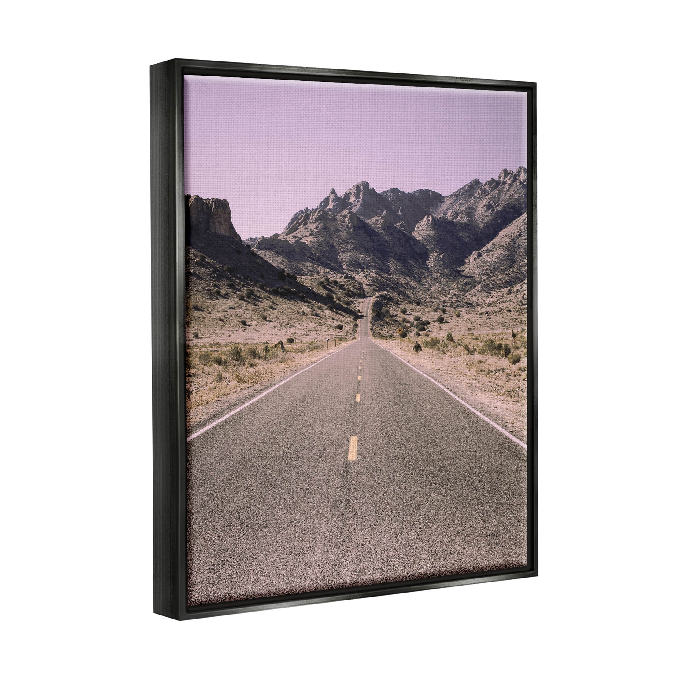 Stupell Industries Endless Desert Canyon Road Purple Sky Photograph Jet Black Floating Framed Canvas Print Wall Art, Design by Nathan Larson