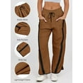 thumbnail image 6 of Women'S Baggy Wide Leg Pants Casual Drawstring Elastic Waisted Contrast Color Workout Y2K Track Pants Dark Brown XL, 6 of 7