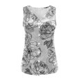 thumbnail image 2 of Gibobby con cuello en V informal de verano para mujer, chaleco con botones, Tops sueltos, chaleco con estampado de flores, Tops(Blanco,CH), 2 of 4