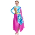 thumbnail image 2 of Yruioon Robe de Danse Liturgique de Louange à Manches Longues Imprimée à Blocs de Couleur pour Filles Enfants Robe d'Église Tenue de Danse de Culte Lyrique Rose Vif 14, 2 of 7