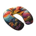 thumbnail image 2 of Xecao Colorful Flower Chameleon Print Memory Foam Cervical Neck Pillow Versatile U-Shaped Pillows for Home,Office,Camping,Travelling,Soft Washable Cover, 2 of 8