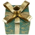 thumbnail image 4 of Northlight 4.5" Green Metal Gift Box Christmas Taper Candle Holder, 4 of 5