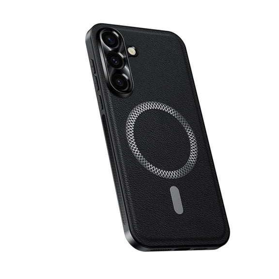 Ultra Slim Case for Samsung Galaxy A37, Support for Magnetic Wireless Charging, PU Leather PC Protective Drop Resistant Shockproof Anti-Slip Lightweight Phone Case for Samsung Galaxy A37, Black