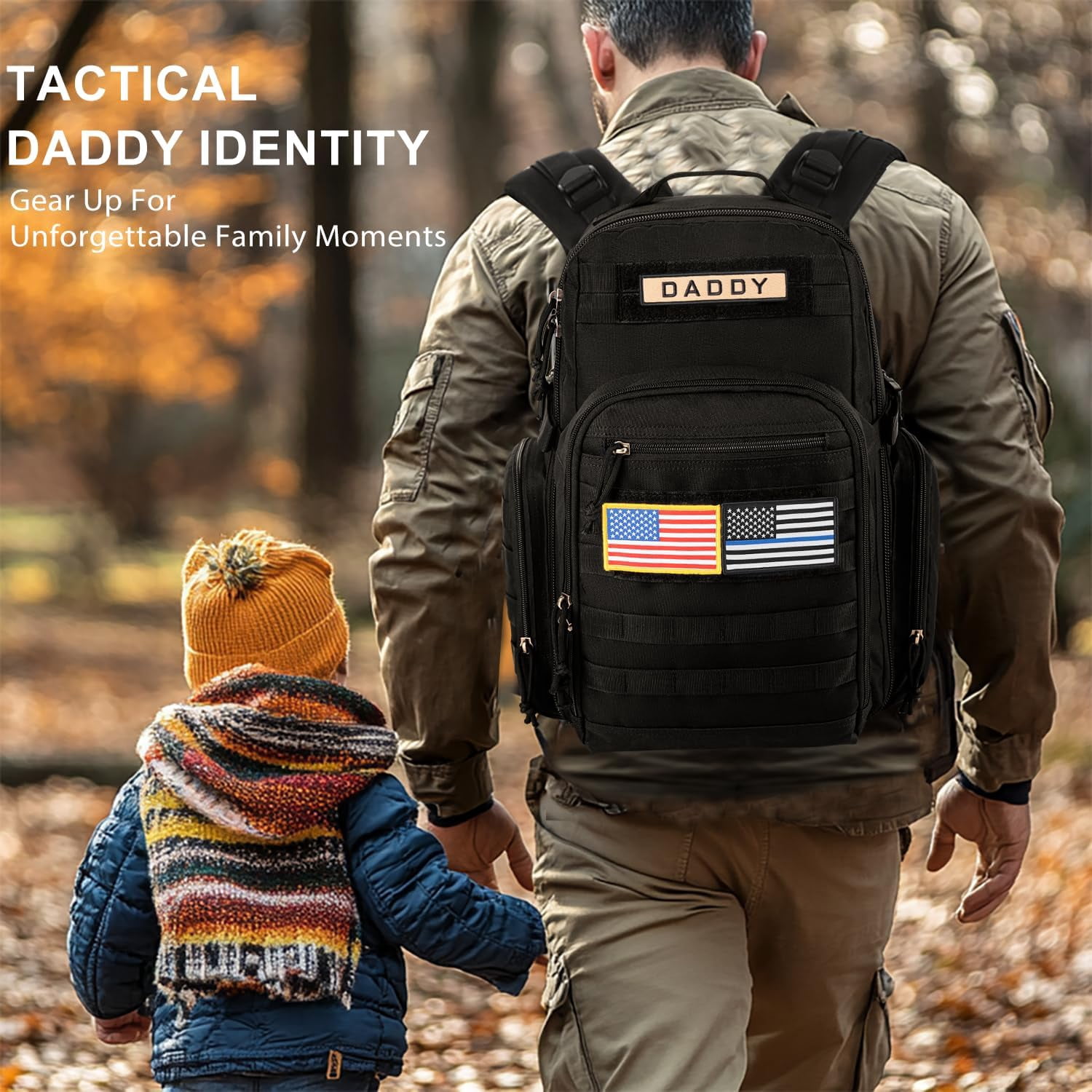 MIRACOL Diaper Bag Backpack for Dad: 40L XL Capacity Fits 1-3 Days Trip - Military Style with Daddy Patch for Active Dads - Ideal Gift for New Fathers & Husbands