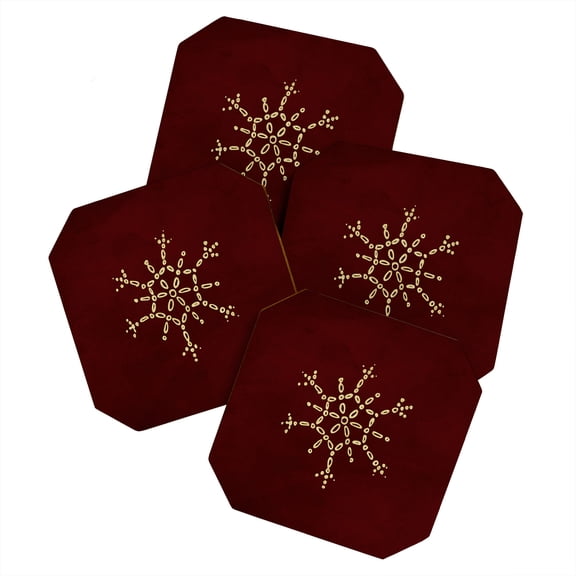 Society6 Chelsea Victoria Gold Snowflake No 2 Set of 4 Coasters