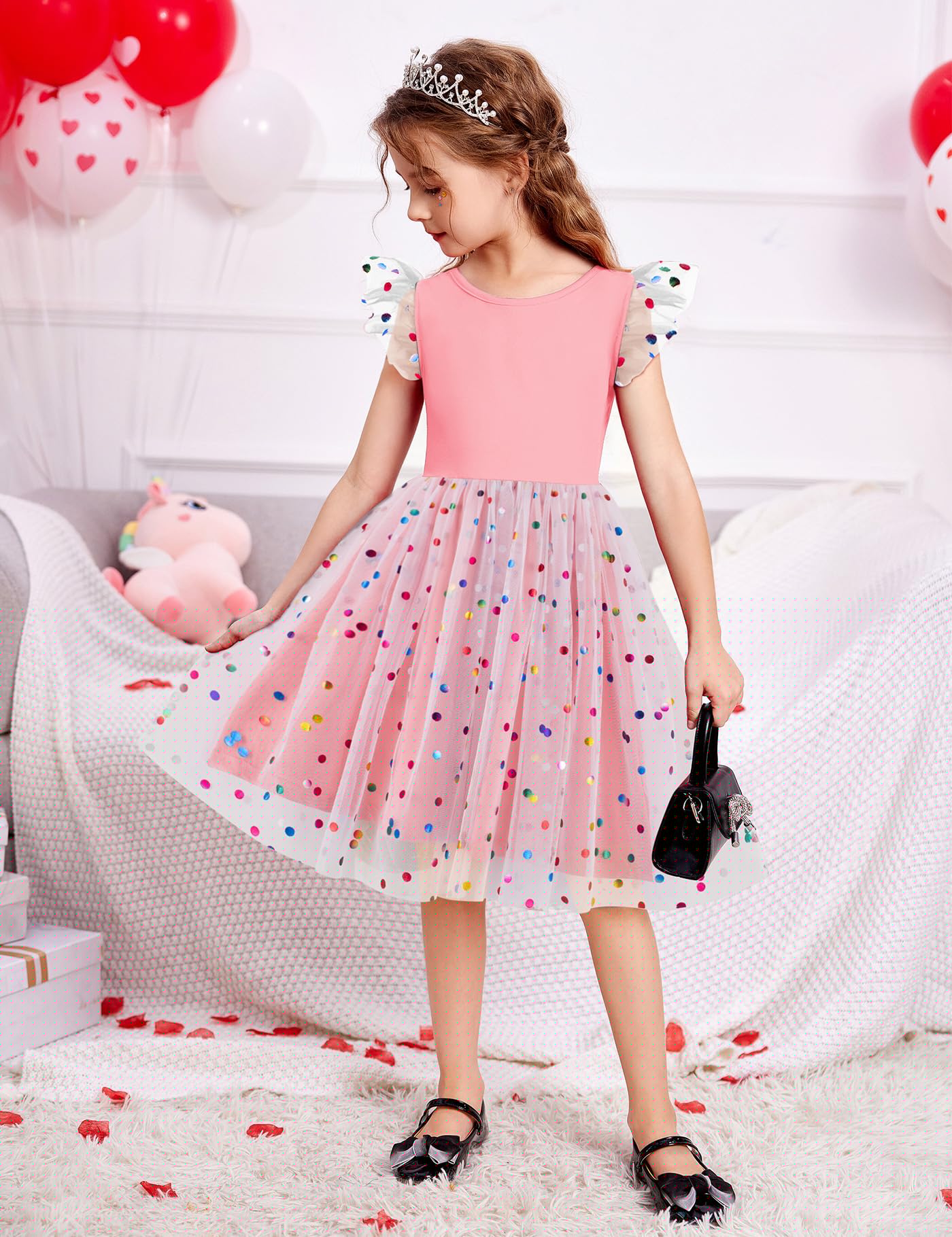 thumbnail image 6 of Arshiner Toddler Tutu Dress Little Girls Summer Tulle Backless Party Birthday Cotton Dresses, 6 of 6